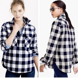 J Crew buffalo check shirt-jacket half-zip wool cotton blend